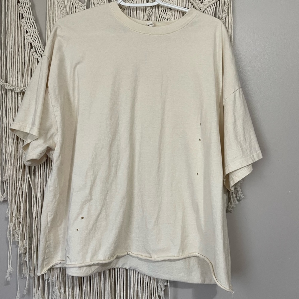 Plain Cream tshirt w/ some distress